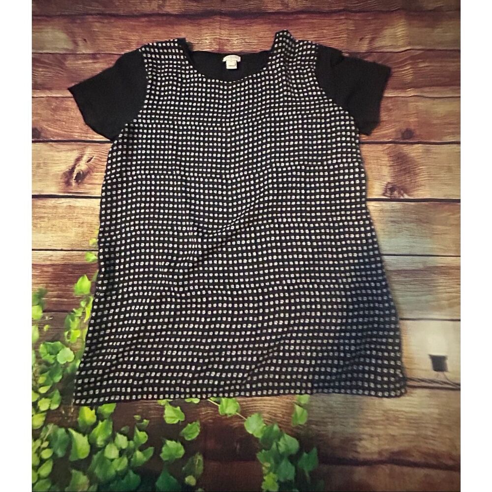 J. Crew Polka Dot Top Black White Size M